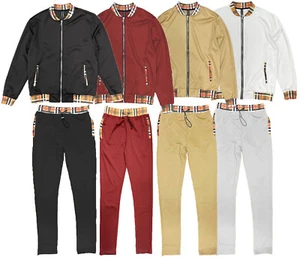 Mens Casual Plain and Checkered Print Track Suit Track Pant Jogger Set S-3XL - Picture 1 of 25