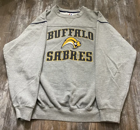 Vtg Mens Majestic Embroidered Buffalo Sabres NHL Hockey Slug Sweatshirt Size L Cover
