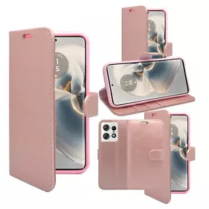 Funda tipo billetera abatible de cuero PU con soporte para tarjeta para Motorola edge 50 Pro - Imagen 1 de 48