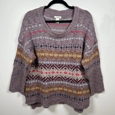 Suéter Sundance Lana de Cordero Fair Isle Cuello Redondo Nórdico Colorido Rayas L Foto 1 de 4