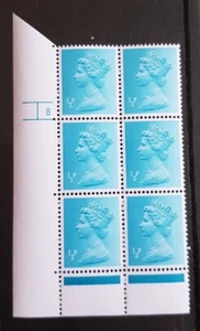 GB QEII Cylinder No. 8 No Dot. 1/2p turquoise blue. MNH Block of 6 - Picture 1 of 1
