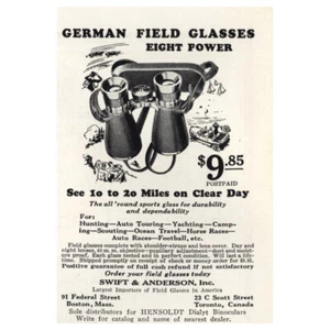 Swift & Anderson 1927: gafas de campo alemanas anuncio impreso vintage - Imagen 1 de 1