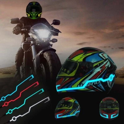 New Motorcycle Bike Helmet Light Bar LED Strip Flashing Warning Light Set - Image 1 of 4
