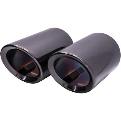 2x Edelstahl Schwarz Chrom Auspuffblenden Endrohr 136 x 70mm Universal Blende - Bild 1 von 4