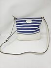 Kate Spade Blue White Striped Canvas & Leather Crossbody Purse Handbag