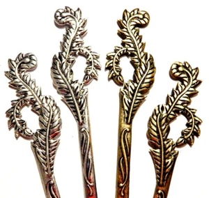 PALITOS DE PELO DE PLUMA PHOENIX cola de pavo real kanzashi fuego pájaro pin 1 PAR G6 - Imagen 1 de 3