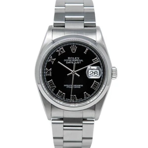 Rolex Datejust 36 Stainless Steel 16200 Black Roman, Oyster - Pre-owned - Picture 1 of 9