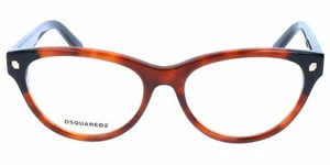 DSQUARED2 DQ5142 Tortoise 056 Plastic Cat Eye Eyeglasses Frame 53-16-140 DQ5142 - Picture 1 of 3