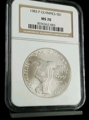 1983 P OLYMPICS $1 Modern Silver Commemorative Dollar NGC MS 70 #1524 - Image 1 of 3