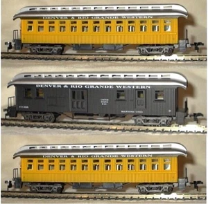 HO SCALE MODEL POWER 3 OLD TIME D&RG PASSENGER CARS W/ METAL WHEELS & INTERIORS - Picture 1 of 1