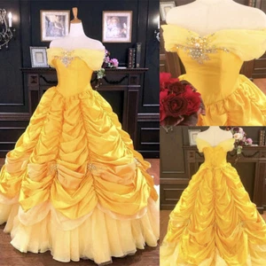Belle Princess Quinceanera Dresses Off The Shoulder Prom Cosplay Party Gown - Picture 1 of 10