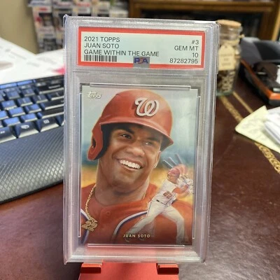 2021 TOPPS GAME WITHIN THE GAME CARD NATIONALS  YANKEES JUAN SOTO #3 PSA 10 - Image 1 of 2