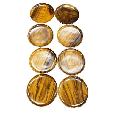 Acacia Wood Set of 8 Dinner Plates 10" Inch Round Lightweight Servers Dishes - Image 1 of 4