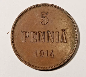 Finland * 5 penniä * 1914 * Copper * Good 1+* - Picture 1 of 2