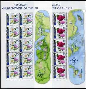 Gibraltar 946-949 sheets,MNH.Enlargement of European Union,2003.National flowers - Picture 1 of 2