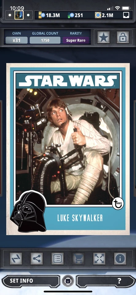 Topps Star Wars Digital Card Trader Luke Skywalker Prime Insert - Image 1 of 1