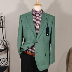 Nautica Herren Sport Mantel Blazer Zwei Knopf Microsuede Grün Modern Fit 42R - Bild 1 von 14