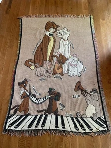 Disney Gobelin Decke Vintage gewebt Aristocats Marie Herzogin O'Malley MÄNGEL - Bild 1 von 15