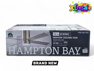 Hampton Bay 52" Scenic LED Brushed Nickel Hugger Ceiling Fan w/ Reversible Motor - Image 1 of 4