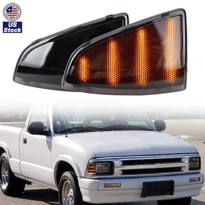 1 par de luces marcadoras laterales de luz de esquina delantera ahumadas para Chevy S10 1994-1997 LS Base Foto 1 de 4