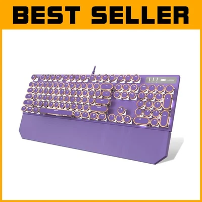 Cute Purple Wired Mechanical Keyboard - Round Keycaps with Anti-Ghosting Feature - Image 1 of 4