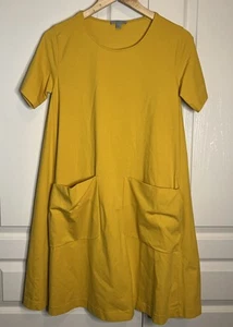 COS Mustard Yellow Swing Dress Pockets Sz S - Picture 1 of 6
