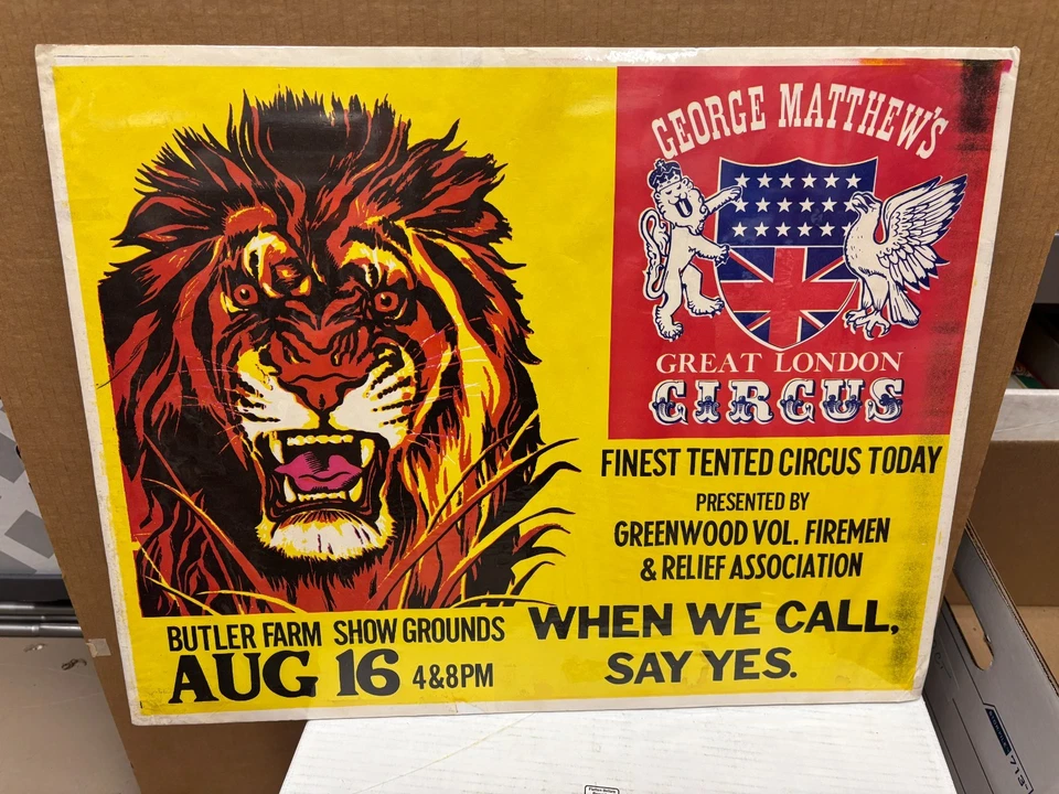 VINTAGE GEORGE MATTHEWS GREAT LONDON CIRCUS BUTLER COUNTY FAIRGROUNDS 17X22 - Image 1 of 1