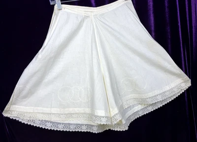 Antique Edwardian Wide Leg  Pantalettes White Pirate Bloomers - Image 1 of 4