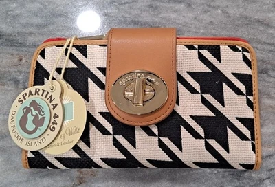 Spartina Wallet Daufuskie Island Wallet Geometric Leather and Linen NEW WITH TAG - Image 1 of 4