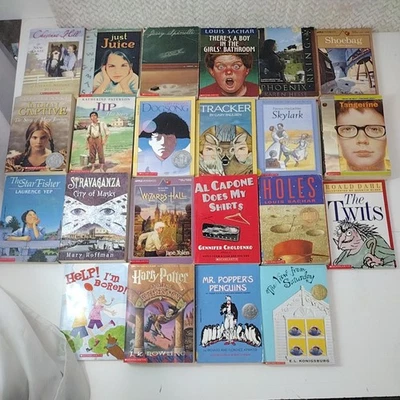 Lot of 22 Middle Grade Chapter Books Scholastic Holes Harry Potter Newbery PB - Image 1 of 4