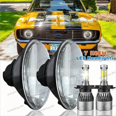 Par de bombillas LED redondas de haz alto/bajo de 7 pulgadas para Chevy Camaro 1967-1981 Foto 1 de 4