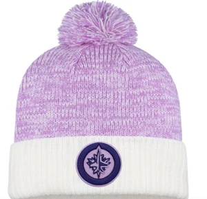 Winnipeg Jets Fanatics Hockey Fights Cancer Cuffed Knit Hat with Pom - Picture 1 of 2