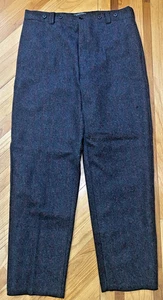 Vintage 90s Woolrich Wool Gray Plaid Red Trim Pants Size 40x35 No Hem - Picture 1 of 14