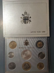 VATICANO JUAN PABLO I SERIE ANUAL OFICIAL 1999 1000 LIRAS BIMETALICAS Y PLATA - Picture 1 of 2