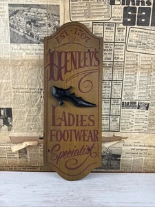 Rare Vintage Henley’s Women’s Shoes Advertising Sign Ladies Footwear - Picture 1 of 8
