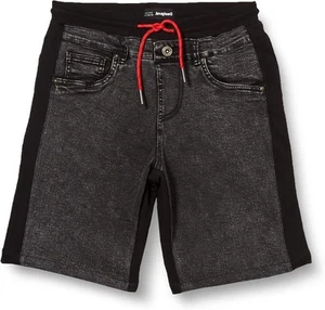 Desigual black Drawstring Plush Denim Shorts Boys size 9/10 - Picture 1 of 7