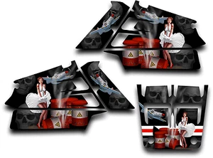 YAMAHA BANSHEE GRAPHICS WRAP DECAL STICKER KIT AMERICAN HERO PINUP SHROUDS BLACK - Picture 1 of 1