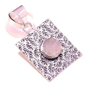 Titanium Druzy Gemstone Pendant Handmade Gift Antique Design Jewelry 2" b360 - Picture 1 of 6
