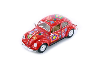 1967 VOLKSWAGEN CLASSIC BEETLE HART ВЕРХ С НАКЛЕЙКАМИ, КРАСНЫЙ - 7002DF - 1/24 МАСШТАБ АВТОМОБИЛЯ - Изображение 1 из 2