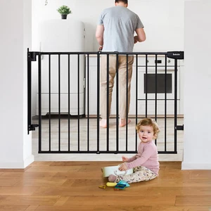 Babelio 29.7-46.5" No Bottom Bar Baby Pet Gate w Walk Through Door - CB-M-101 - Picture 1 of 1
