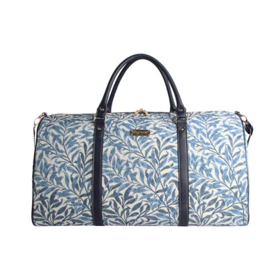 Signare Willow Bough Tapestry Big Holdall Bag Shoulder Grab Bag Leaf Blue Cream - Image 1 of 4