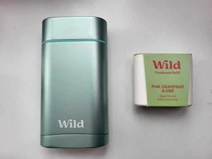 Wild - Natural Refillable Deodorant - Green Case, Pink Grapefruit + Lime Refill - Picture 1 of 1