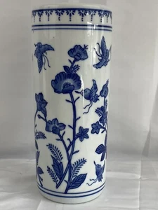 China Blue Vintage Seymore Mann Fine Porcelain Vase Brush Pot 10.25” - Picture 1 of 10