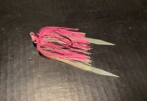 10pk Poison Tail Jigs w/skirts 1/4 or 3/8oz Pink Shine Mustad SICKLE HOOKS - Picture 1 of 1