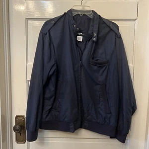 Cotton Traders Mens Large Navy Blue Cotton Blend Cafe Racer Full Zip Jacket - Picture 1 of 5