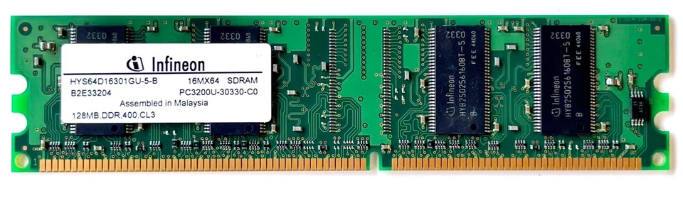 Memoria Ram INFINEON HYS64D16301GU-5-B 16MX64 SDRAM PC3200U 128MB DDR 400MHz - Imagen 1 de 1