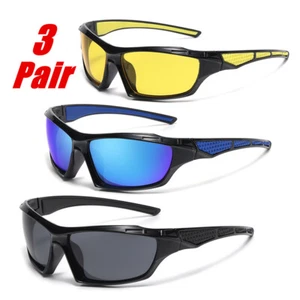 Motorcycle Sunglasses Men Driving Riding Bike Anti-UV Glasses Yellow/Gray/Blue - Picture 1 of 21
