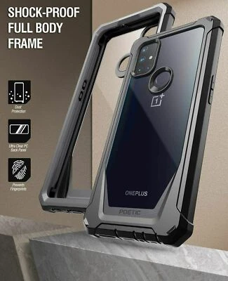 Funda trasera transparente a prueba de golpes 360 cobertura completa negra para OnePlus Nord N10 5G Foto 1 de 4