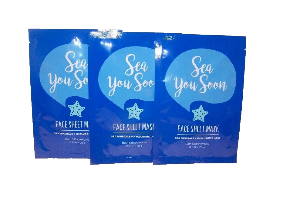 Bath and Body Works Sea You Soon Face Sheet Mask Sea Minerals Hyaluronic Acid x3 - Image 1 of 1