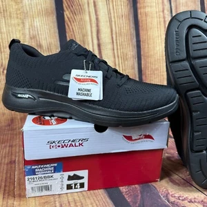 Skechers Go Walk Sneaker Herren 14 Schwarz Arch Fit Flex 216126 Freizeit Wanderschuhe - Bild 1 von 8